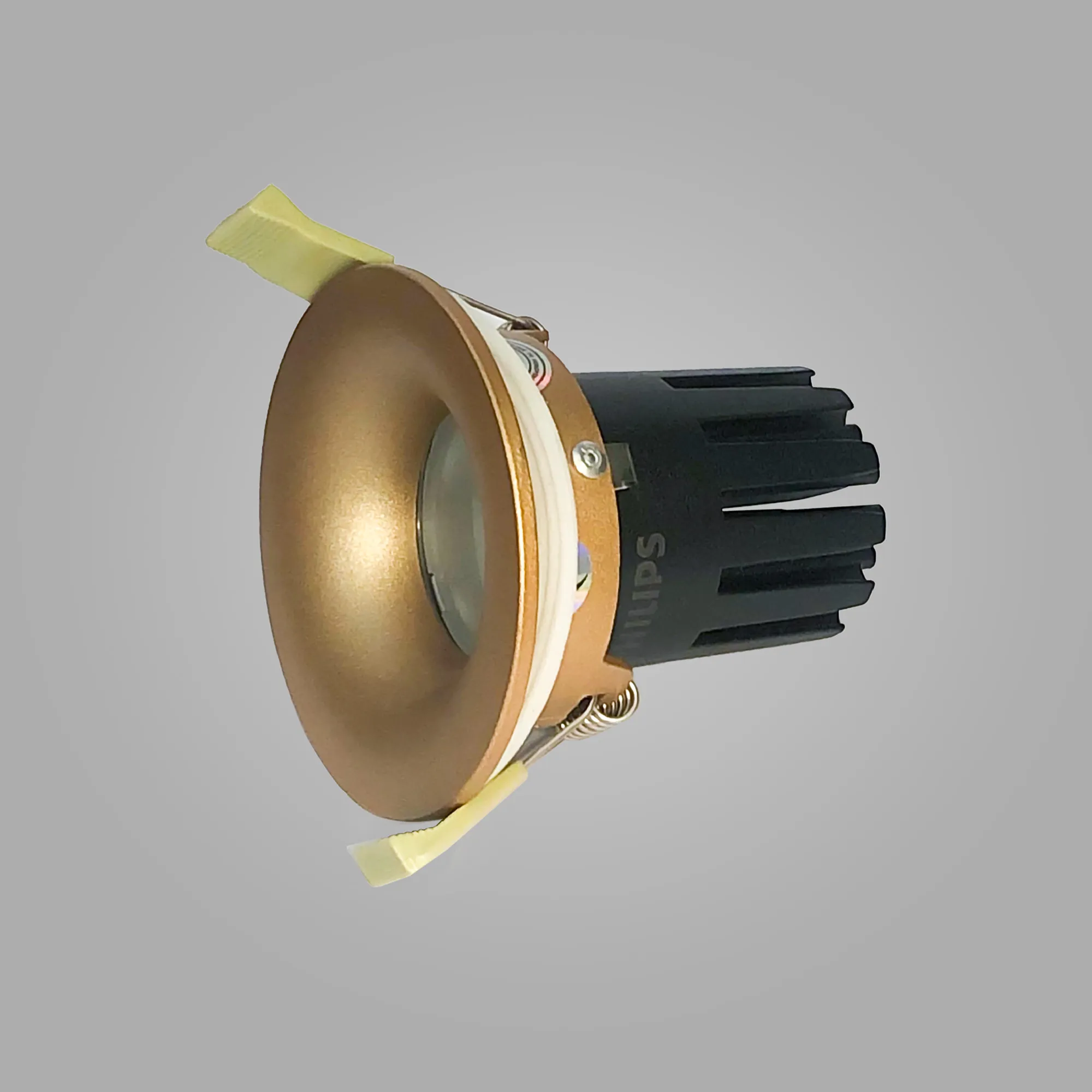 Bruve 15 Powered by Philips 15W 1350lm 3000K 24° Engine, 350mA,Champagne Gold,Fixed Recessed Round Spotlight,Inner Glass Cover,IP65. DM202683  Dlux Bruve 15 IP65